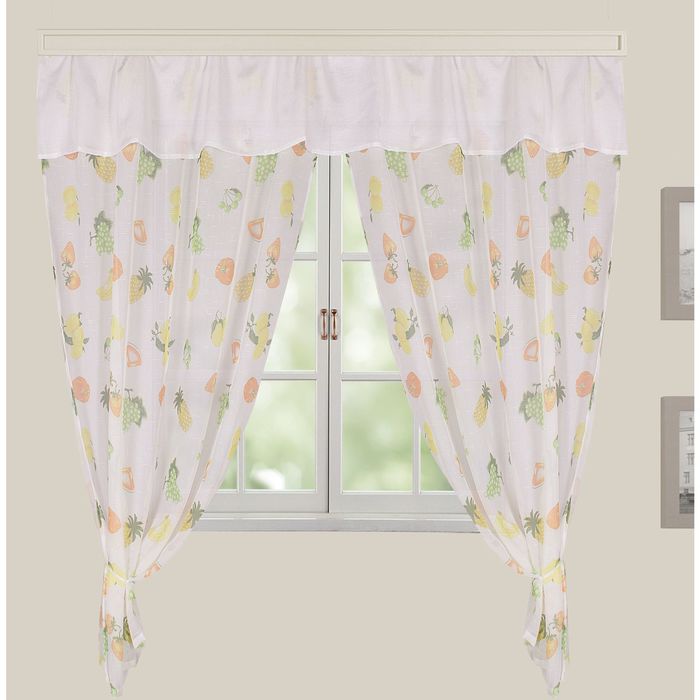Комплект штор для кухни "Этель" №1: Ананасы (вид2) ширина 280 см, высота 170 см, 100% п/э