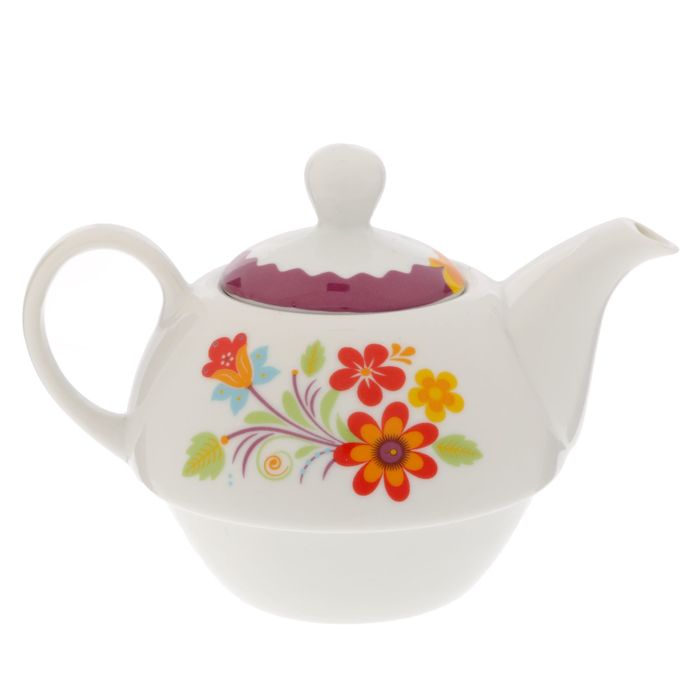 Чайный набор "Приятного чаепития", чайник 350 мл, кружка 200 мл, блюдце 15 см