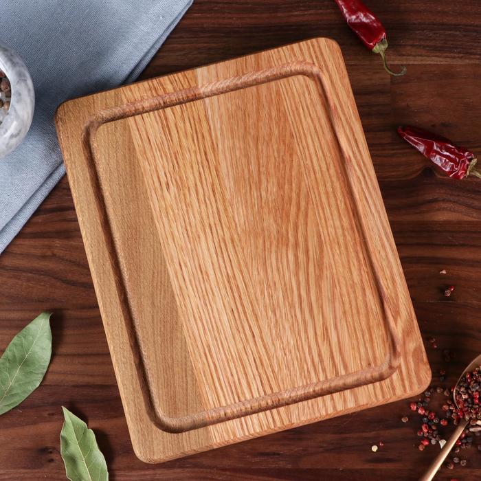 Доска разделочная, 25 х 20 х 2 см, массив дуба, ясеня