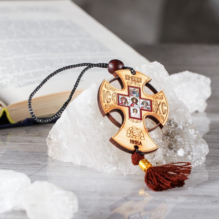 Подвеска-крестик деревянная, для авто