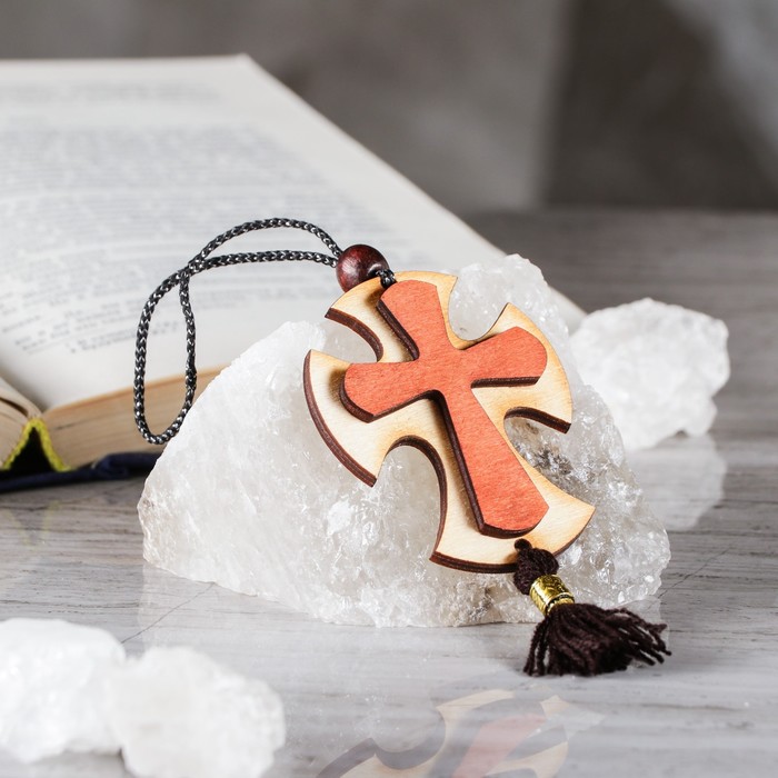 Подвеска-крестик деревянная, для авто