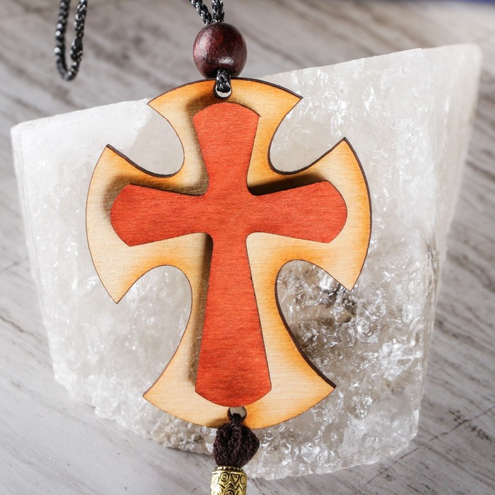 Подвеска-крестик деревянная, для авто