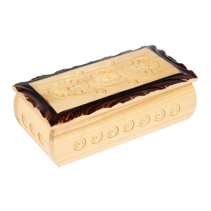 Шкатулка резная деревянная "Ювелирная", 21х11х8,5 см, №4