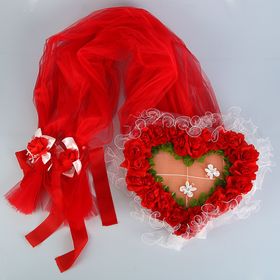 

Набор для украшения автомобиля: 2 ленты на капот с бантами на зеркала, сердце на решётку радиатора, красный