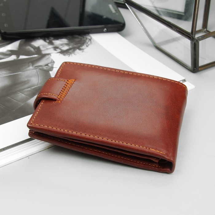 Портмоне мужское "Орёл", 3 отдела, отдел для карт, для монет, цвет коричневый