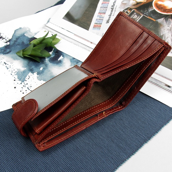 Портмоне мужское "Орёл", 3 отдела, отдел для карт и монет, цвет коричневый