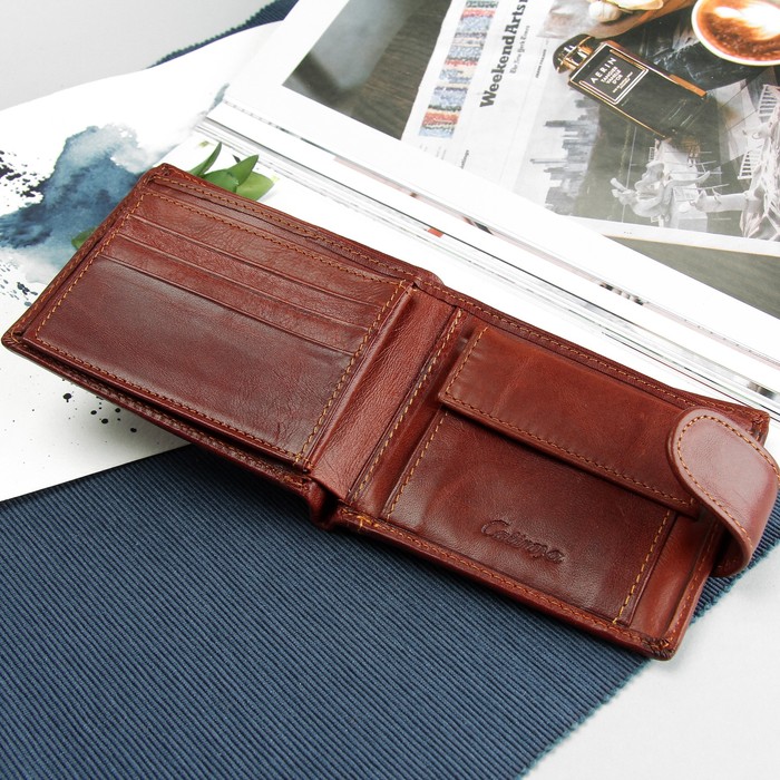 Портмоне мужское "Орёл", 3 отдела, отдел для карт и монет, цвет коричневый