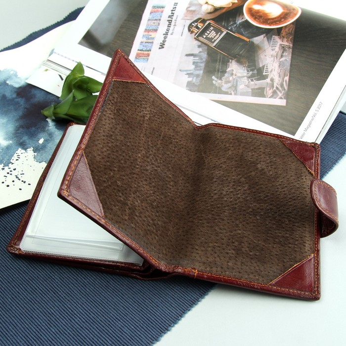 Портмоне мужское 3 в 1 "Орёл", с отделом для автодокументов и паспорта, 2 отдела для монет и карт, цвет коричневый