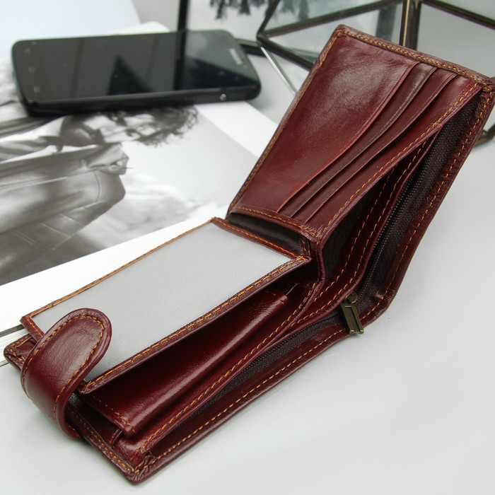 Портмоне мужское "Герб", 3 отдела, отдел для карт, для монет, цвет коричневый