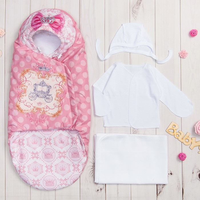 Комплект на выписку демисезонный Крошка Я "Принцесса" рост 50-62 см (18-20), 0-3 мес , роз