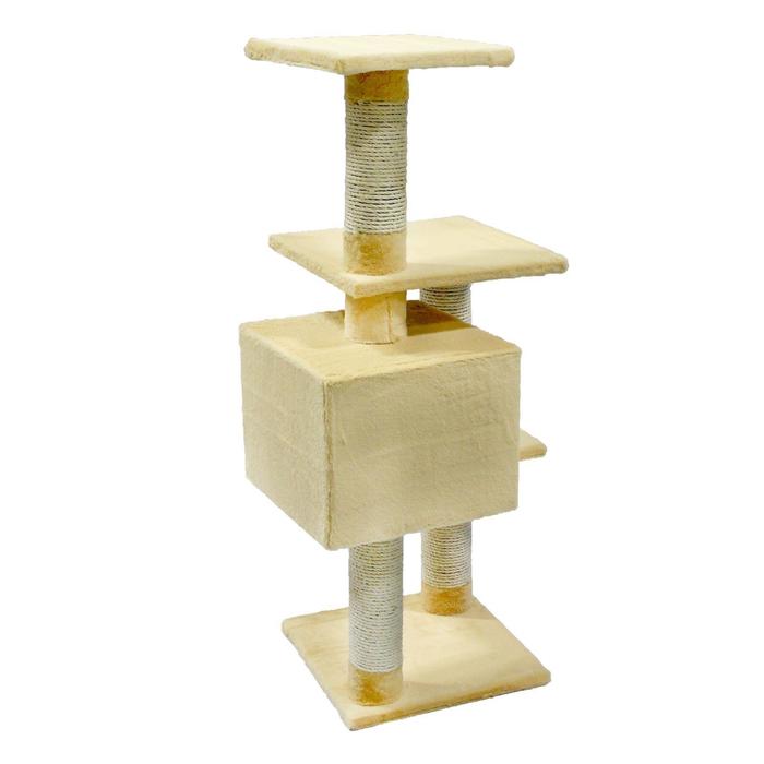 Комплекс с тремя полками, 38,5 х 38,5 х 118 см, сизаль, микс цветов