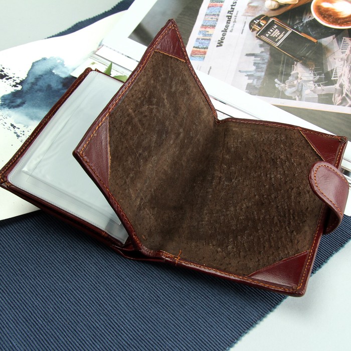 Портмоне мужское 3 в 1 "Волк", с отделом для автодокументов и паспорта, 2 отдела для монет и карт, цвет коричневый