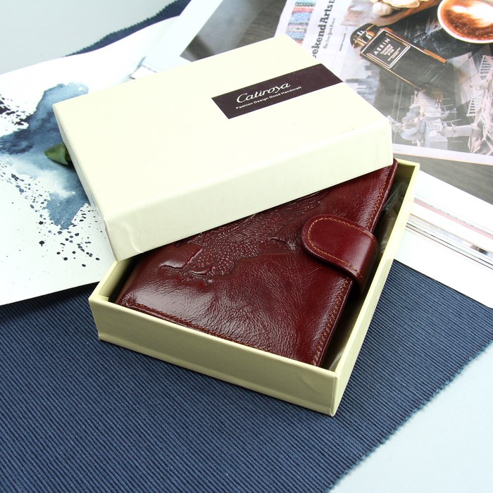 Портмоне мужское 2 в 1 "Орёл", с отделом для автодокументов, 2 отдела для монет и карт, цвет коричневый