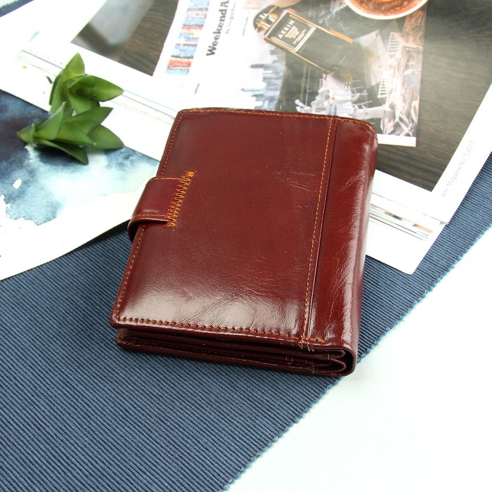 Портмоне мужское 3 в 1 "Герб", с отделом для автодокументов и паспорта, 2 отдела для монет и карт, цвет коричневый