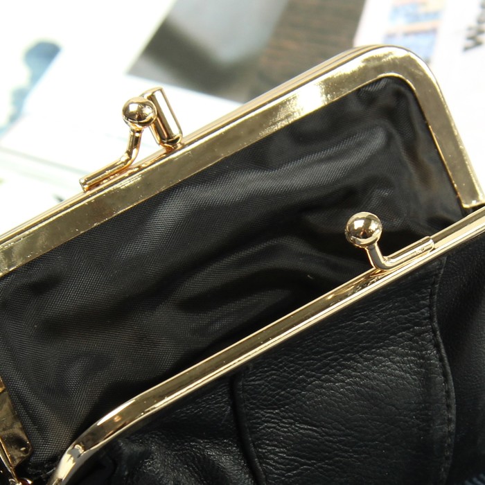 Косметичка на фермуаре, 2 отдела, цвет чёрный