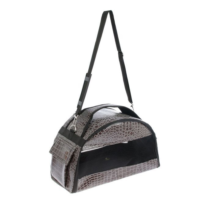 Сумка-переноска средяя полукруглая Зооник, кожзам "кроко", 40 х 21 х 25 см