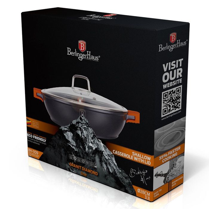 Сотейник с крышкой Granit Diamond Line, 28 см