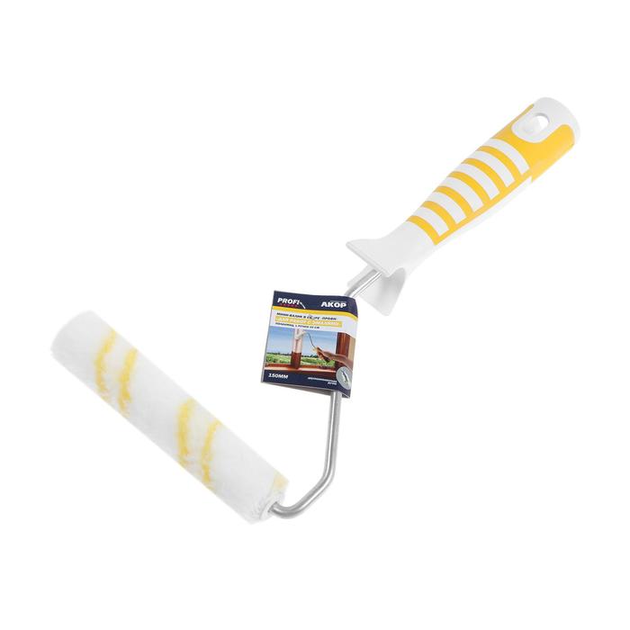 Мини-валик "АКОР" Профи, полиакрил, 150 мм, ручка d=6 мм, D=15 мм, ворс 12 мм, для эмали