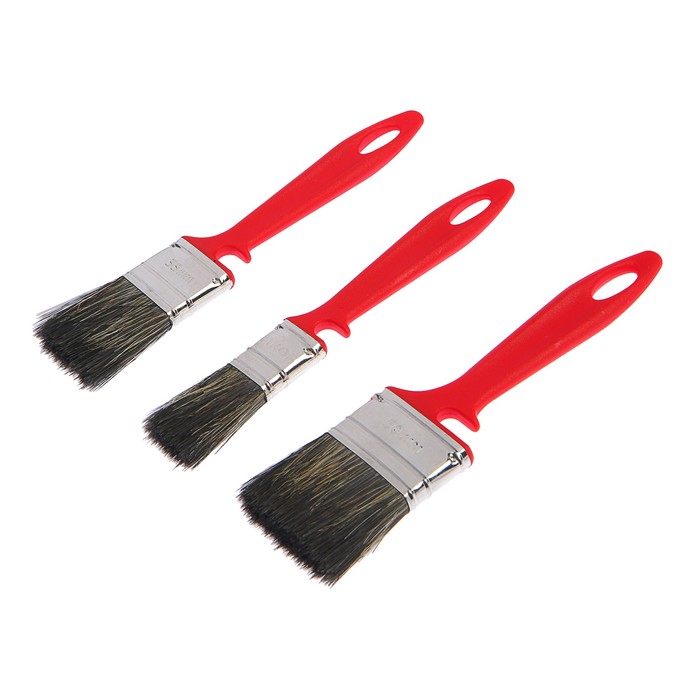 Набор кистей "АКОР", ручка пластик, смешанная щетина, для водных ЛКМ, 3 шт