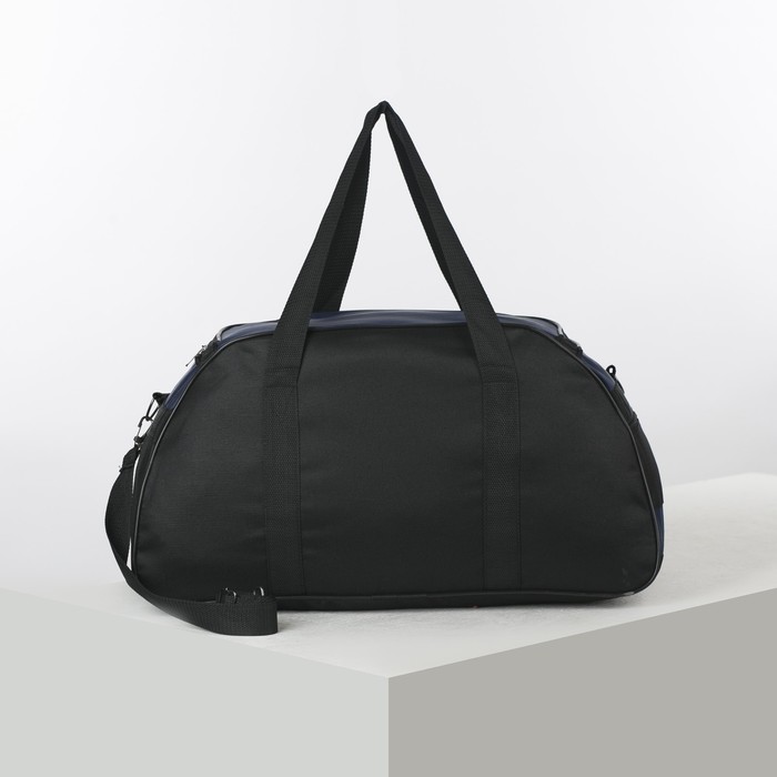 Сумка спортивная на молнии, 3 отдела, наружный карман, цвет чёрный/синий