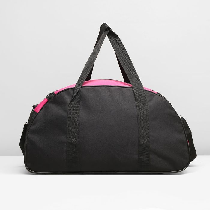 Сумка спортивная на молнии, 3 отдела, наружный карман, цвет чёрный/фуксия