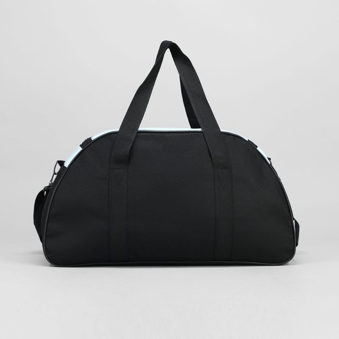 Сумка спортивная на молнии, 3 отдела, наружный карман, цвет чёрный/голубой