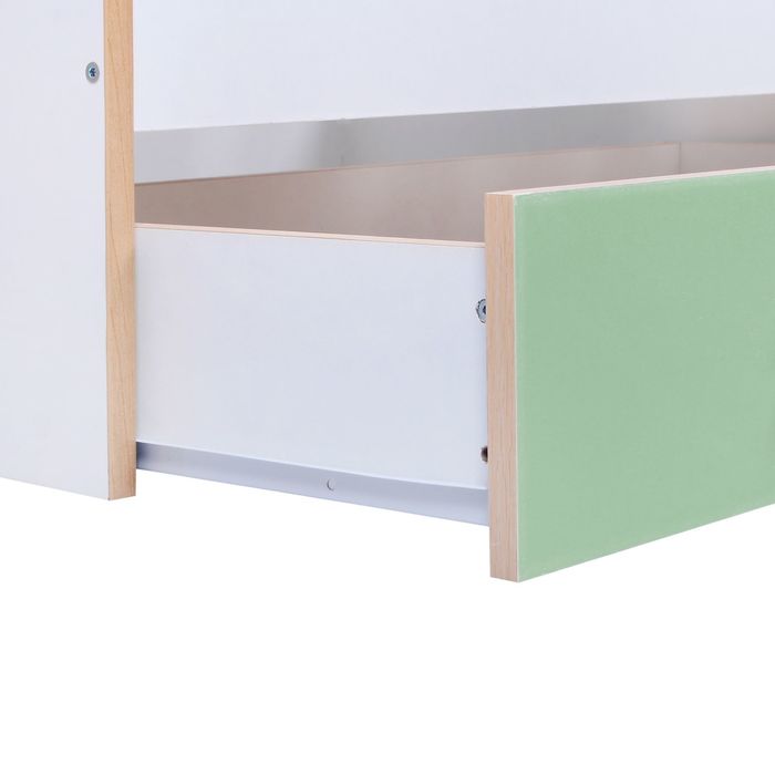 Детская кровать-трансформер Infanzia с поперечным маятником, цвет белый/фисташковый