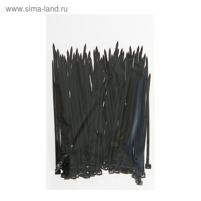 Хомут-стяжки пластиковые, 2.5х100 мм, чёрные, упаковка 100 шт.