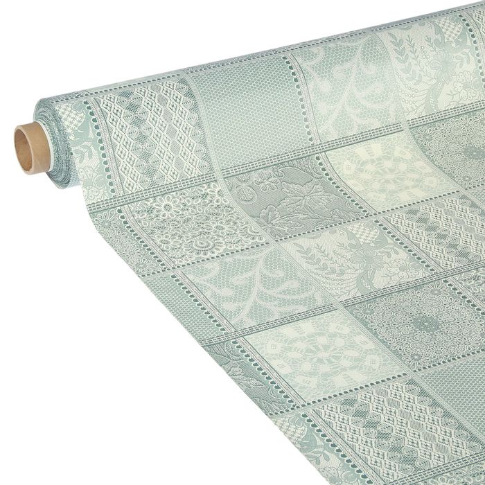 Клеенка столовая на нетканой основе "Ажур", рулон 20 м,цвет зелёный