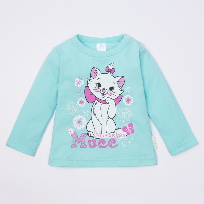 Футболка с длинным рукавом для девочек "Маленькая Мисс", Кошечка Мари, рост 68-74 (48) см, 6-9 мес, 100% хлопок