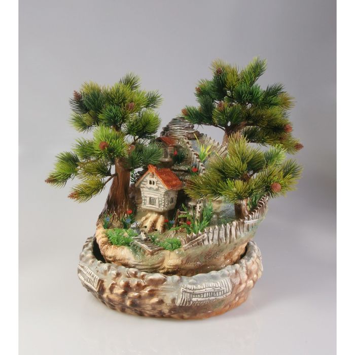 Фонтан "Лесная сказка" с белой подсветкой 45*45*40 см