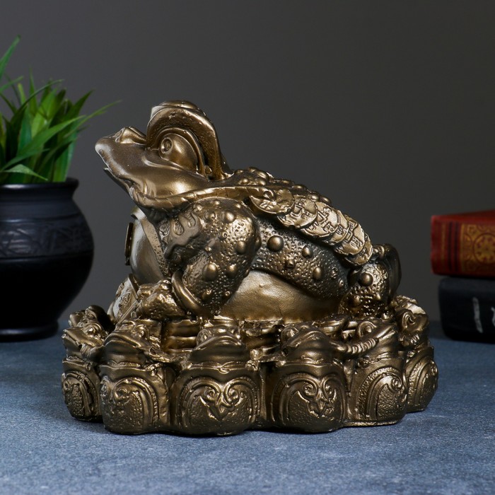 Копилка "Жаба фэн-шуй" 18х18 см бронза