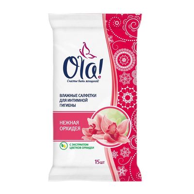 Влажные салфетки для интимной гигиены Ola! «Нежная орхидея», 15 шт.