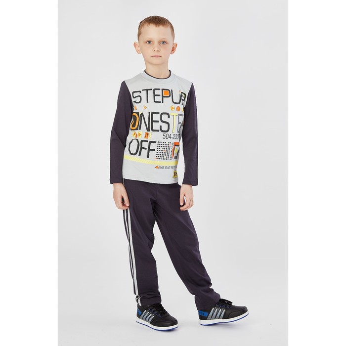 Пижама для мальчика, рост 128 см, цвет серый М303