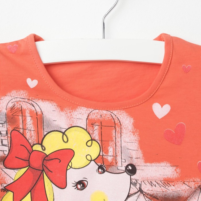 Платье для девочки, рост 122 см, цвет персиковый/красный Л606