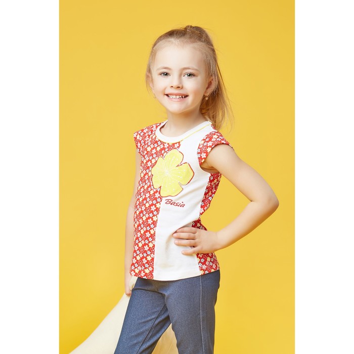 Футболка для девочки, рост 116 см, цвет белый, набивка МИКС Л638