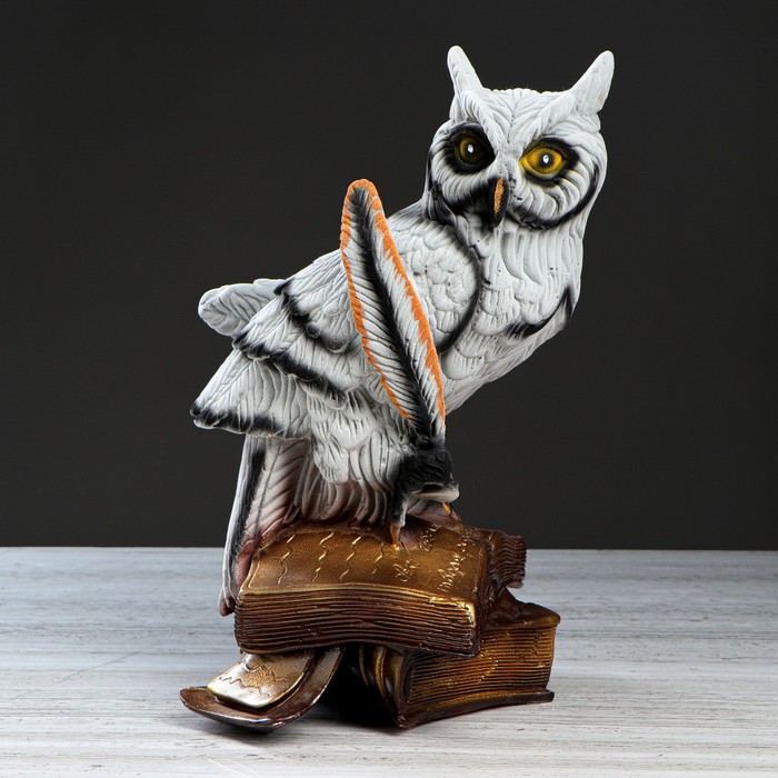 Копилка "Сова на книге" флок серый