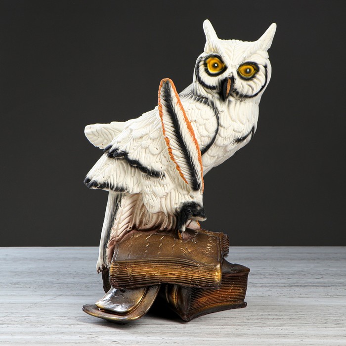 Копилка "Сова на книге" флок, белый