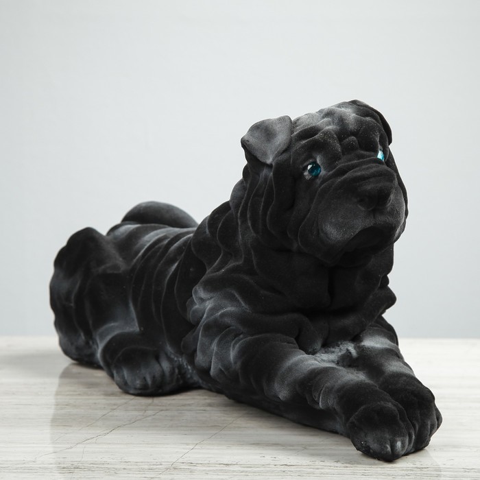 Копилка "Шарпей лежачий" флок, черный