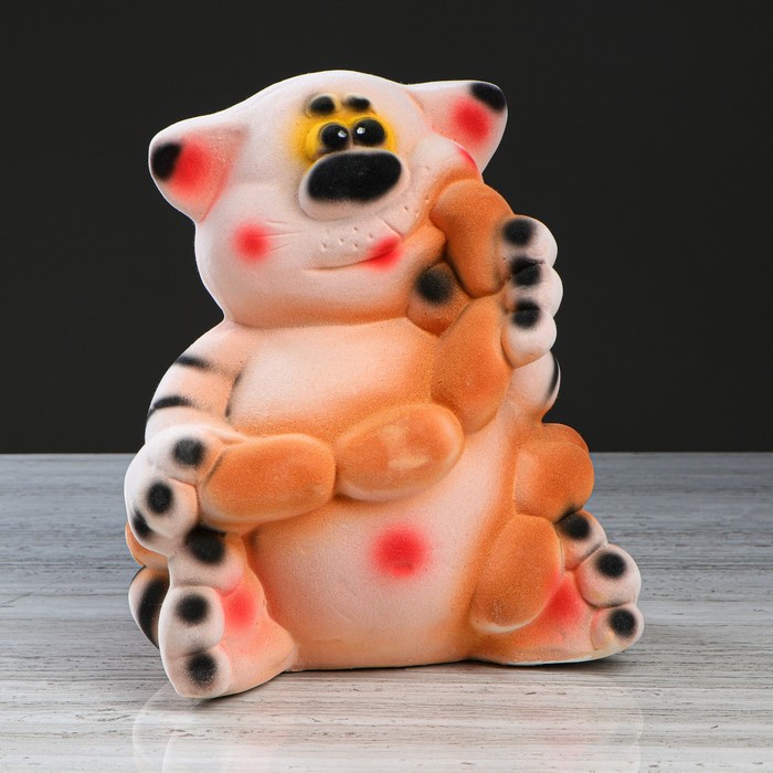 Копилка "Кот с сосиской", флок, микс