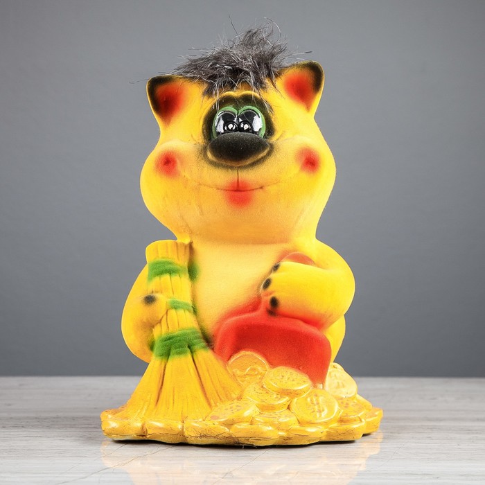 Копилка "Кот дворник" флок