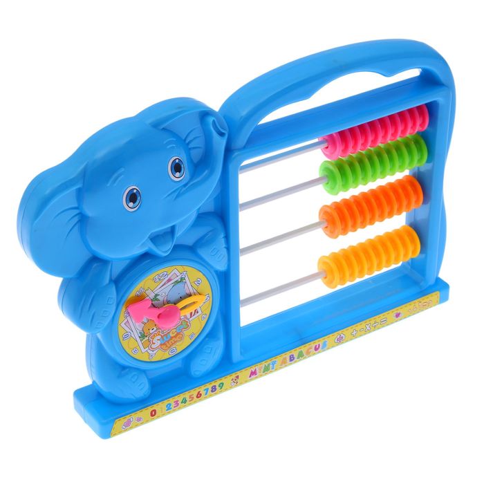 Игрушка обучающая счеты с часами "Слон" цвета:МИКС