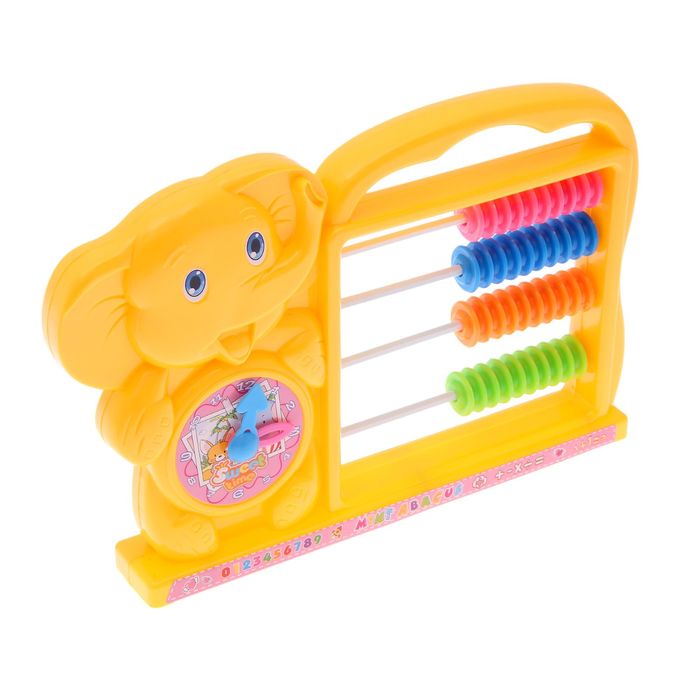 Игрушка обучающая счеты с часами "Слон" цвета:МИКС