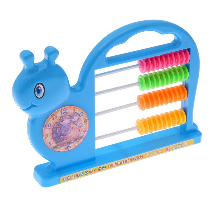 Игрушка обучающая счеты и часы "Улитка" цвета:МИКС