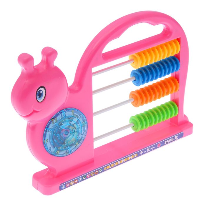 Игрушка обучающая счеты и часы "Улитка" цвета:МИКС