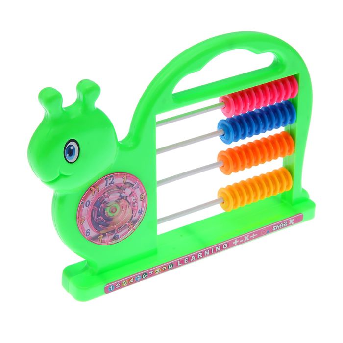 Игрушка обучающая счеты и часы "Улитка" цвета:МИКС