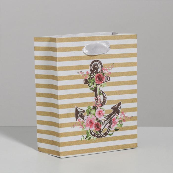 Пакет крафтовый вертикальный «Поздравляю!», S 12 × 15 × 6 см