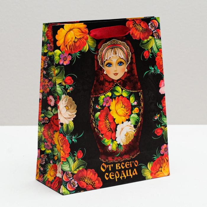 Пакет ламинированный вертикальный «Русский подарок», S 11 × 14 × 5,5 см