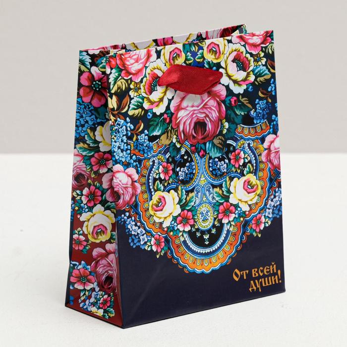 Пакет ламинированный вертикальный «Павлопосадский платок», S 11 × 14 × 5,5 см