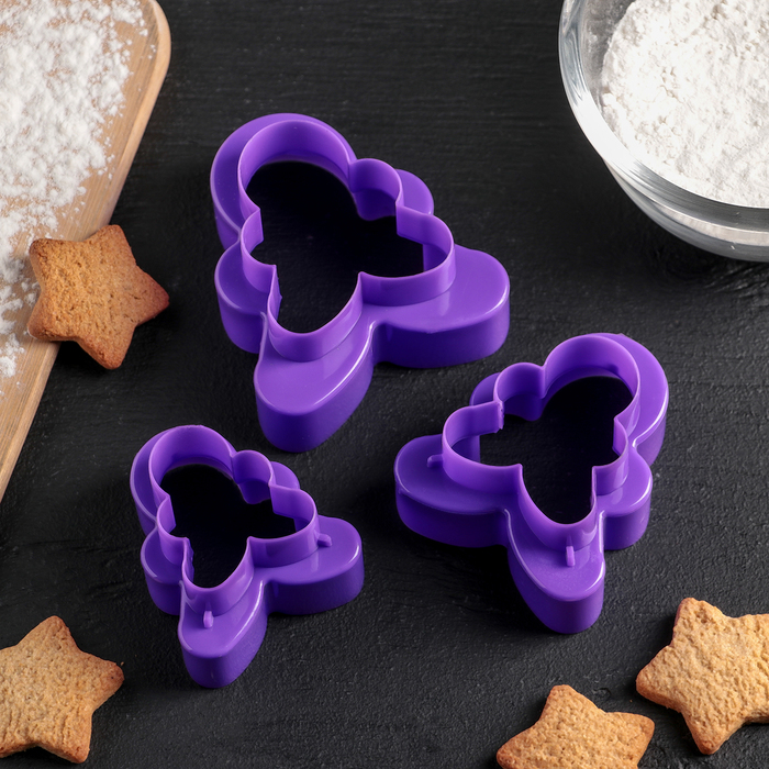 Набор форм для вырезания печенья 3 шт "Человечек" 8,5х7,7х4,5 см, цвета МИКС